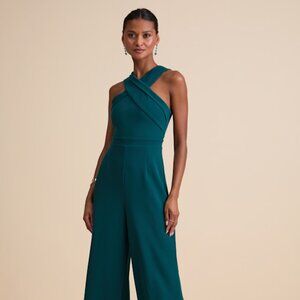 Lulus Criss-cross Your Mind Emerald Cross-front Wide-leg Jumpsuit Green - Size S